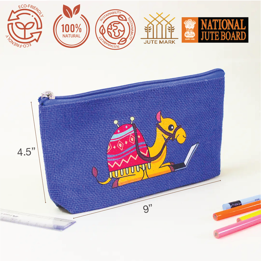 Camel Buddy Jute Pencil Pouch
