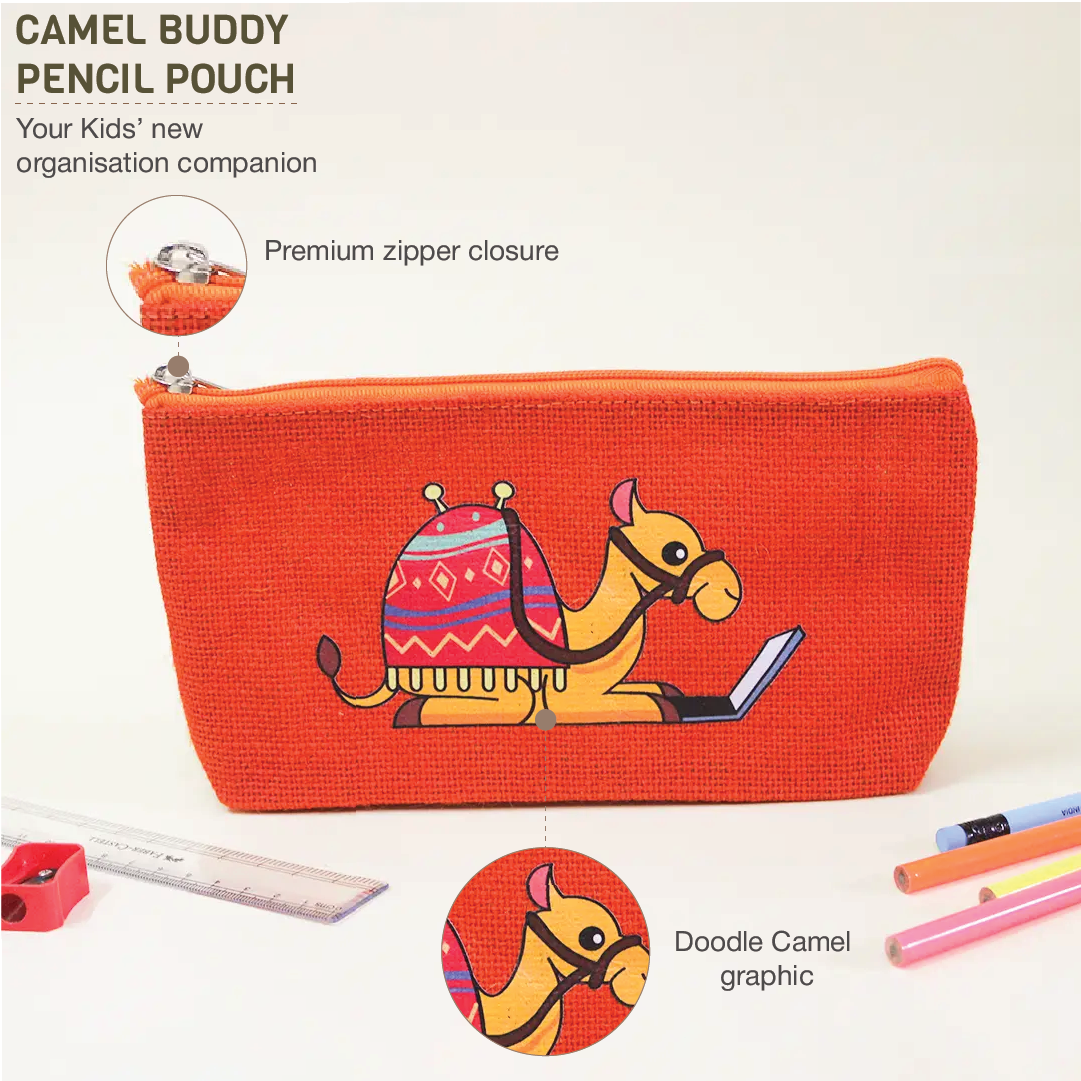 Camel Buddy Jute Pencil Pouch