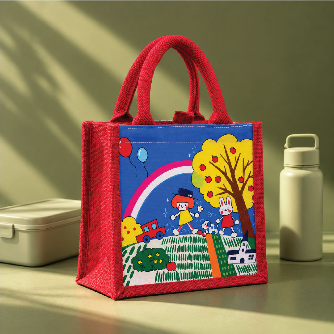 Rainbow Meadow Kids Jute Lunch Bag