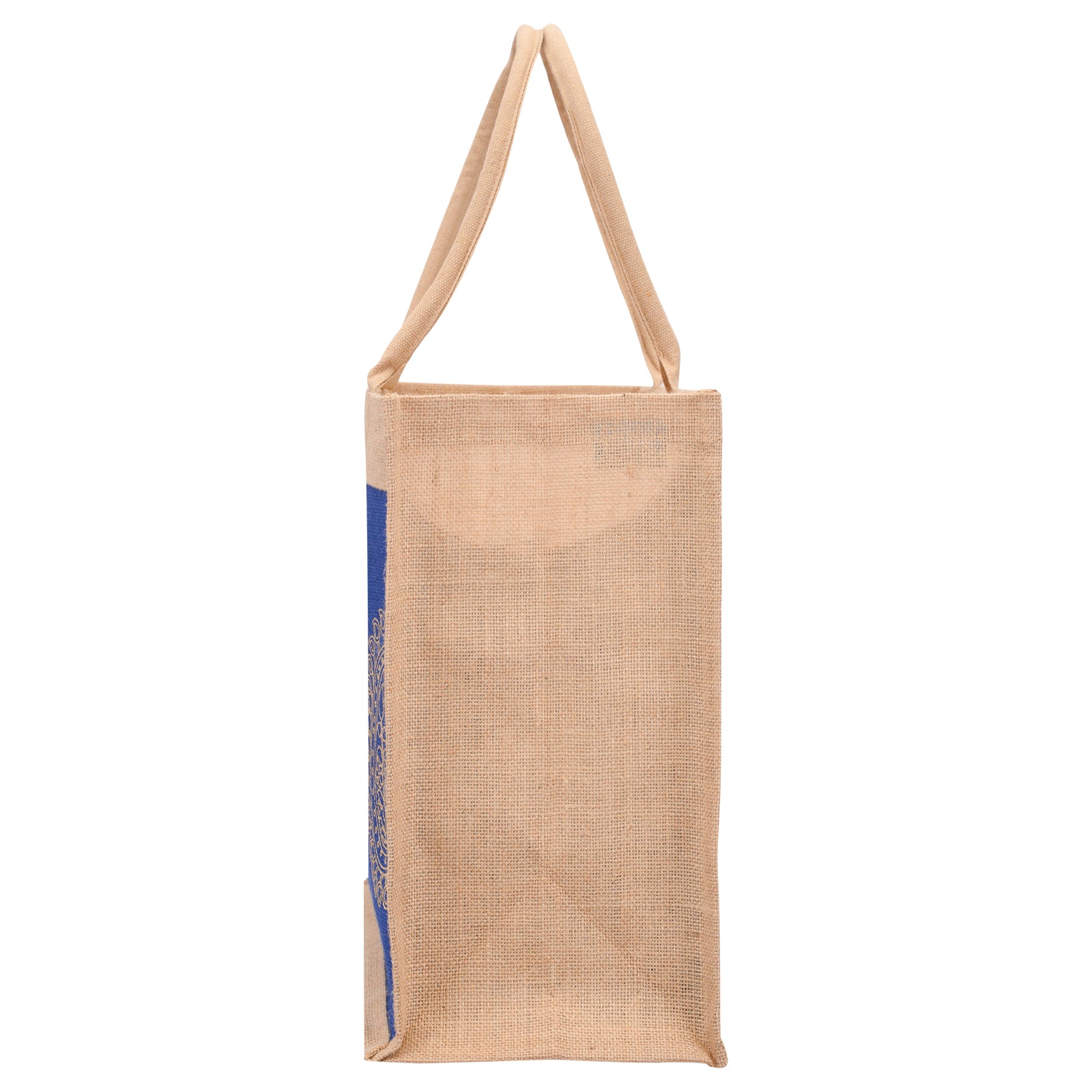 JUTE COTTAGE 3 MANGO PRINT SHOPPING ZIPPER, SUSTAINABLE, ECO-FRIENDLY, 100% GENUINE JUTE, STYLISH (BRIGHT BLUE 14X16X8)