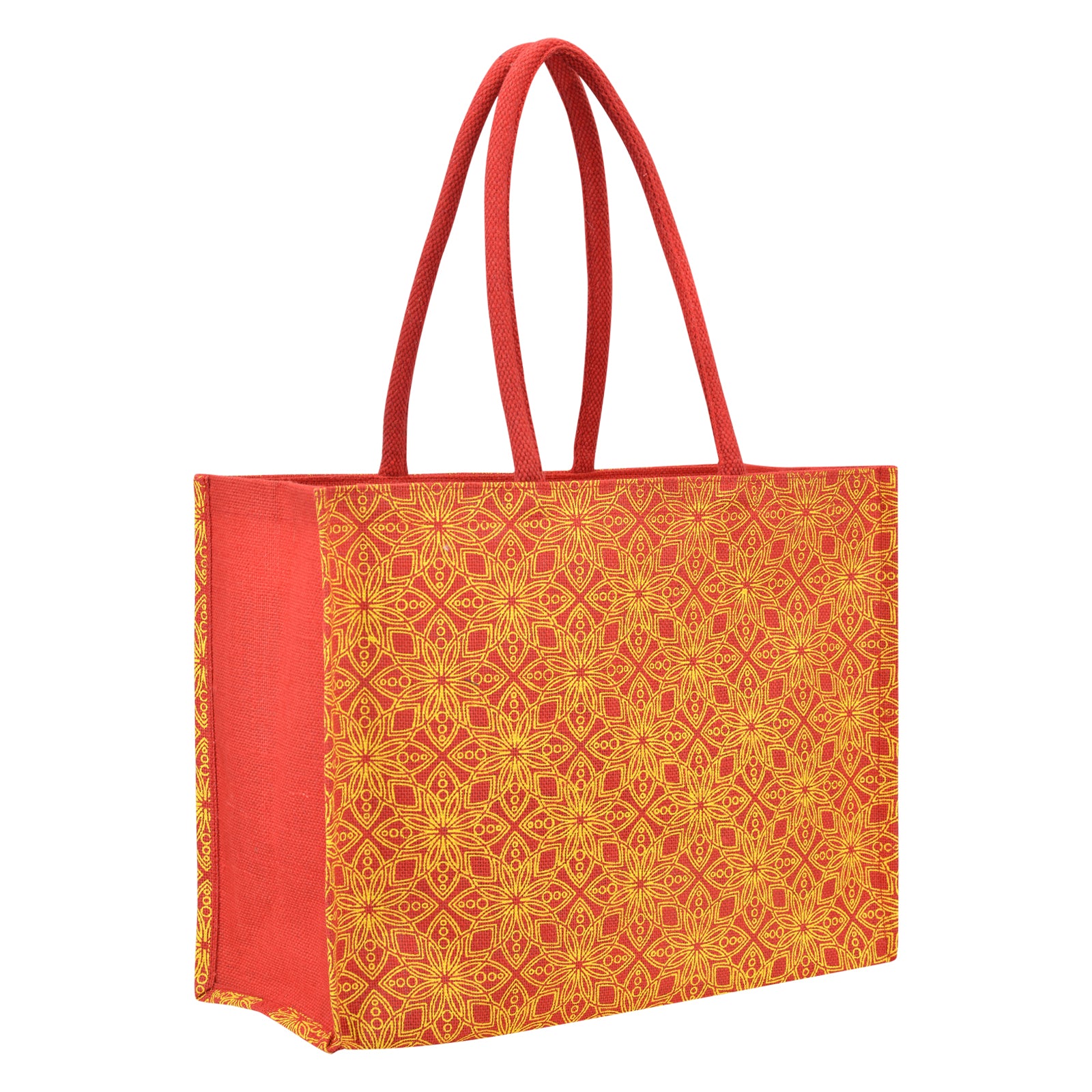 JUTE COTTAGE FLORAL MOTIF SHOPPING ZIPPER, SUSTAINABLE, ECO-FRIENDLY, 100% GENUINE JUTE, STYLISH (BRIGHT BLUE 13X17X7)