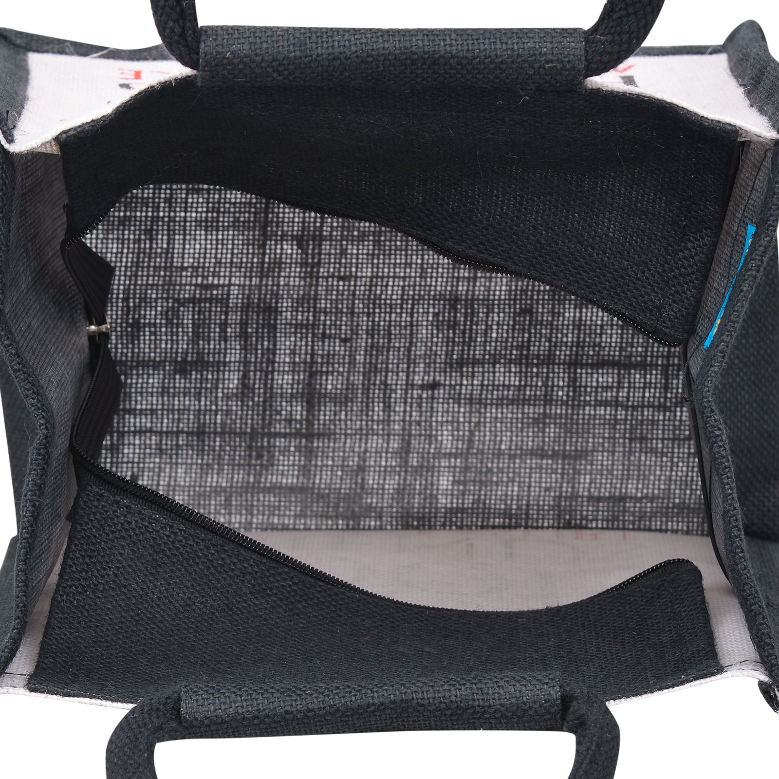 JUTE COTTAGE COFFEE FRIENDS LUNCH ZIPPER, SUSTAINABLE, ECO-FRIENDLY, 100% GENUINE JUTE, STYLISH (WHITE/BLACK 11X10X7.5)