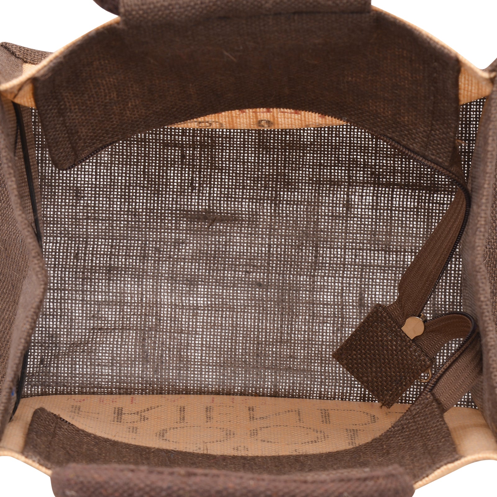 JUTE COTTAGE COFFEE FRIENDS LUNCH ZIPPER, SUSTAINABLE, ECO-FRIENDLY, 100% GENUINE JUTE, STYLISH (CREAM/BROWN 11X10X7.5)