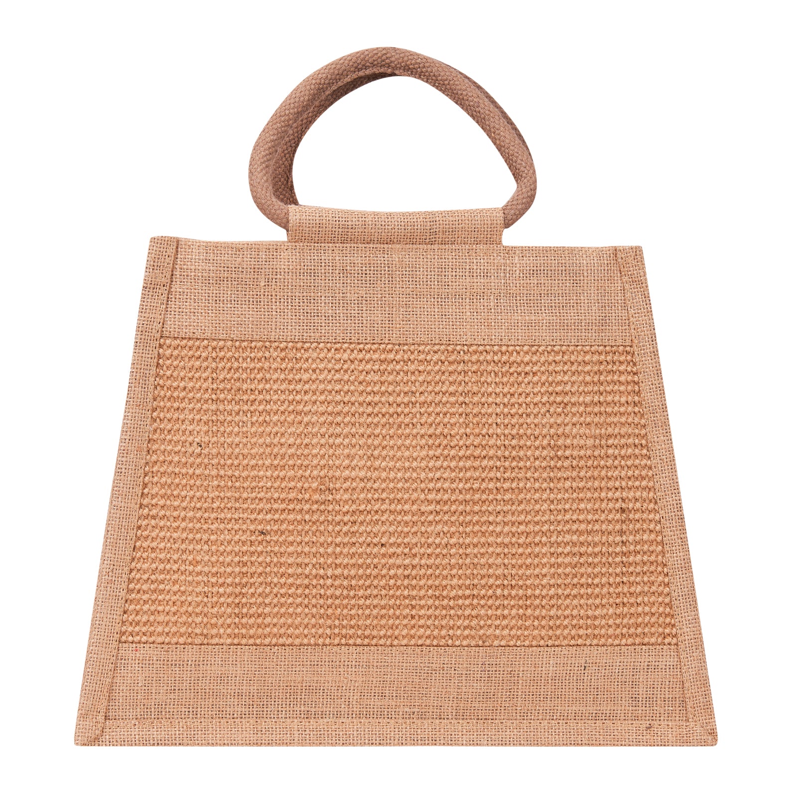 JUTE COTTAGE DOBBY TAPER ZIPPER LUNCH BAG, SUSTAINABLE, ECO-FRIENDLY, 100% GENUINE JUTE, STYLISH (NATURAL 10X13X6)