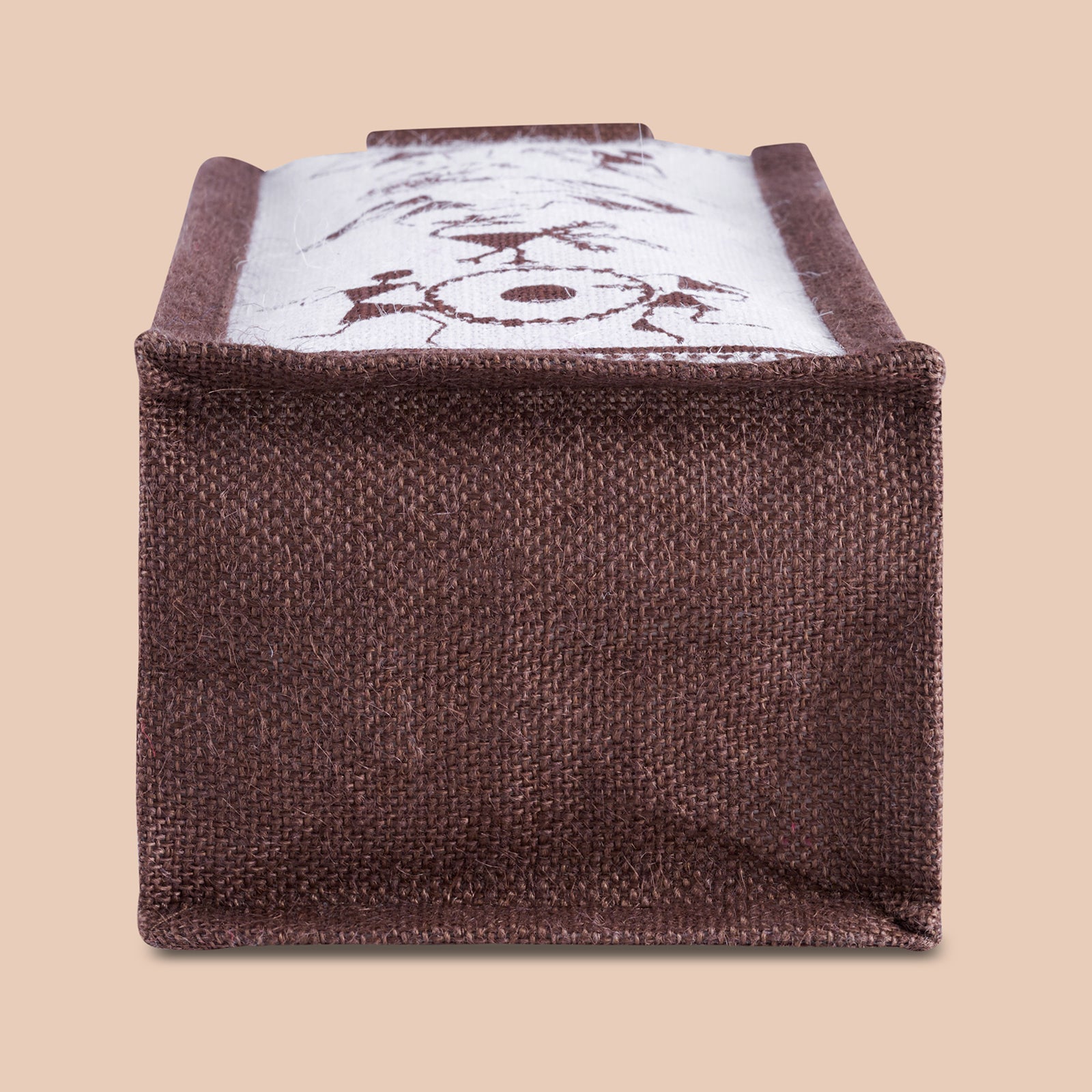 JUTE COTTAGE BOTTLE BAG WARLI PRINT, SUSTAINABLE, ECO-FRIENDLY, 100% GENUINE JUTE, STYLISH (WHITE/BROWN 14X5X4.5)