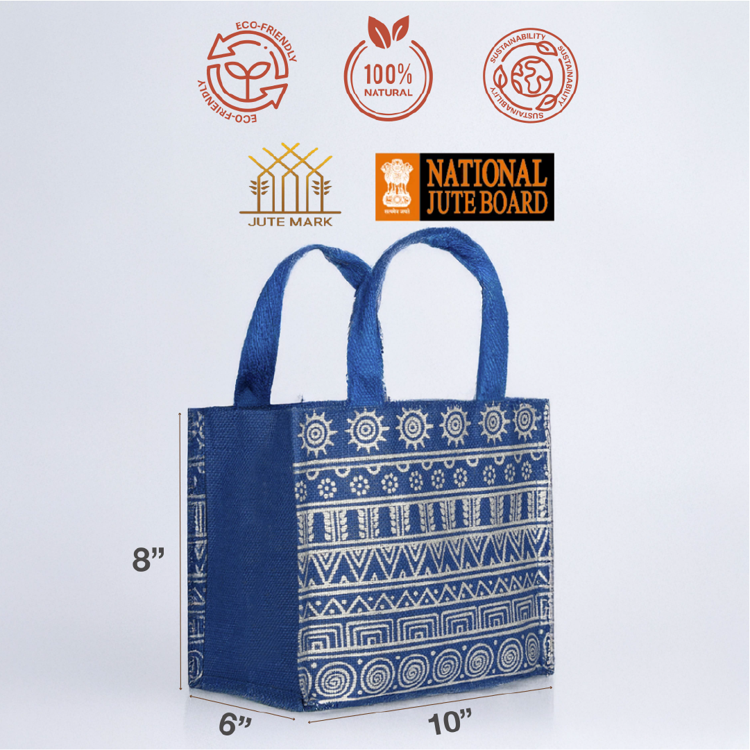 Aztec Print Jute Lunch Bag