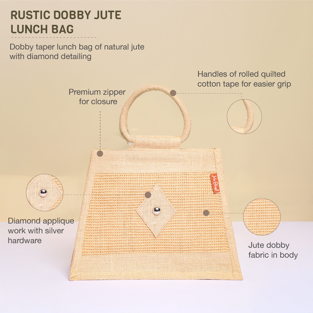 Rustic Dobby Jute Lunch Bag
