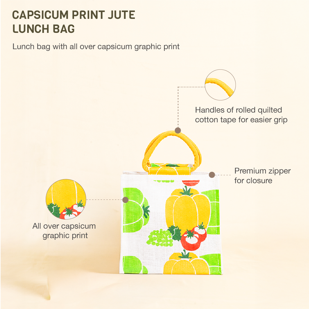 Capsicum Print Jute Lunch Bag