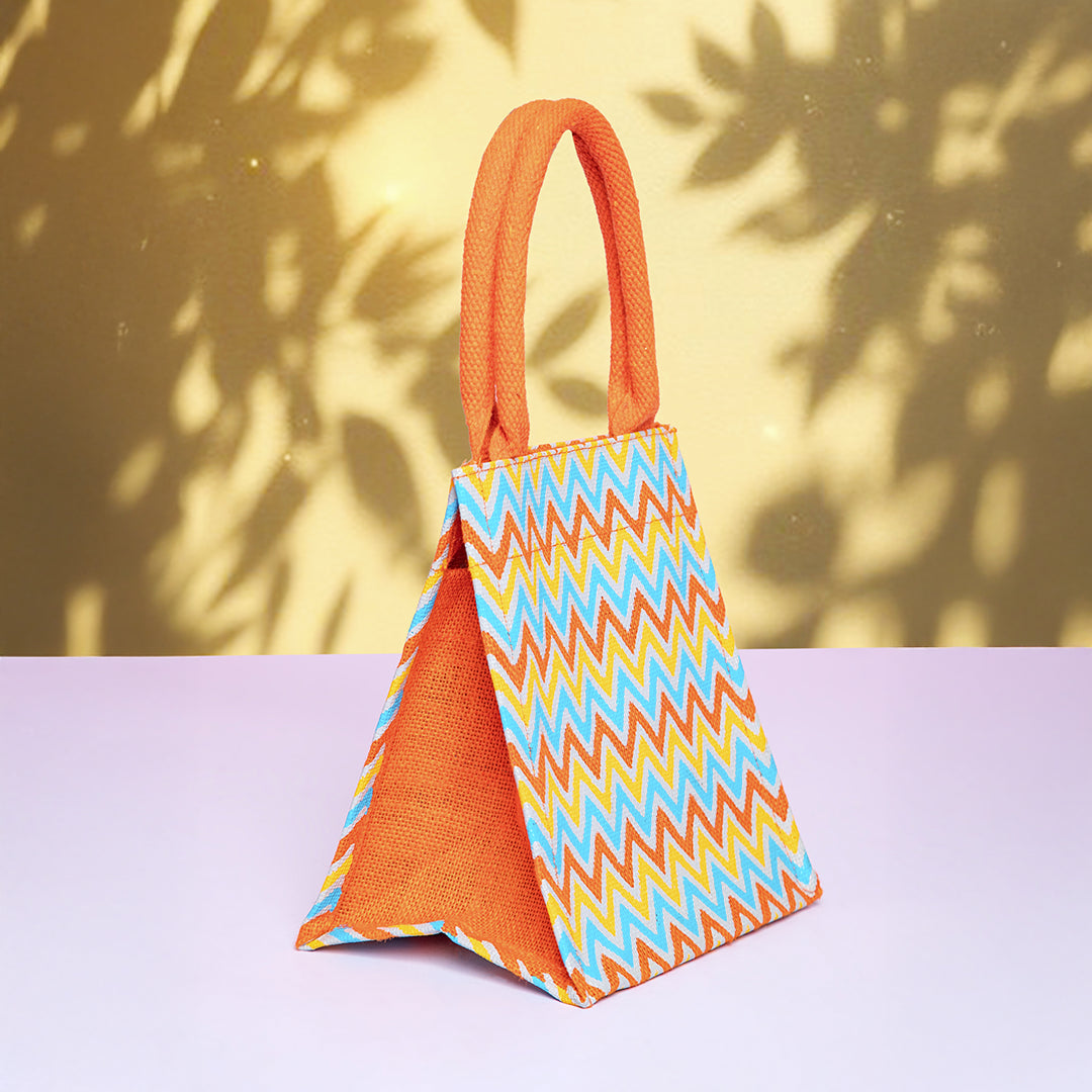 Zig Zag Multicolour Jute Lunch Bag