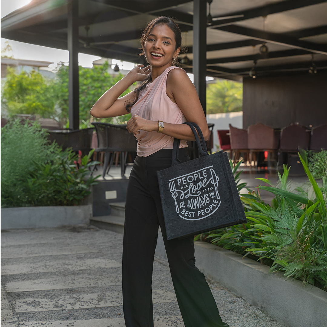 Love to Eat Jute Lunch Bag
