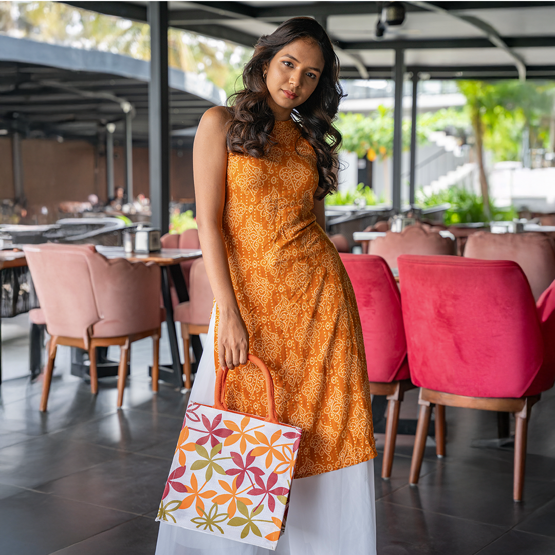 Floral Print JUCO Zipper Lunch Bag Square