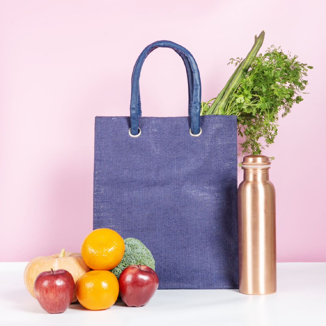Big Eyelet Jute Lunch Bag
