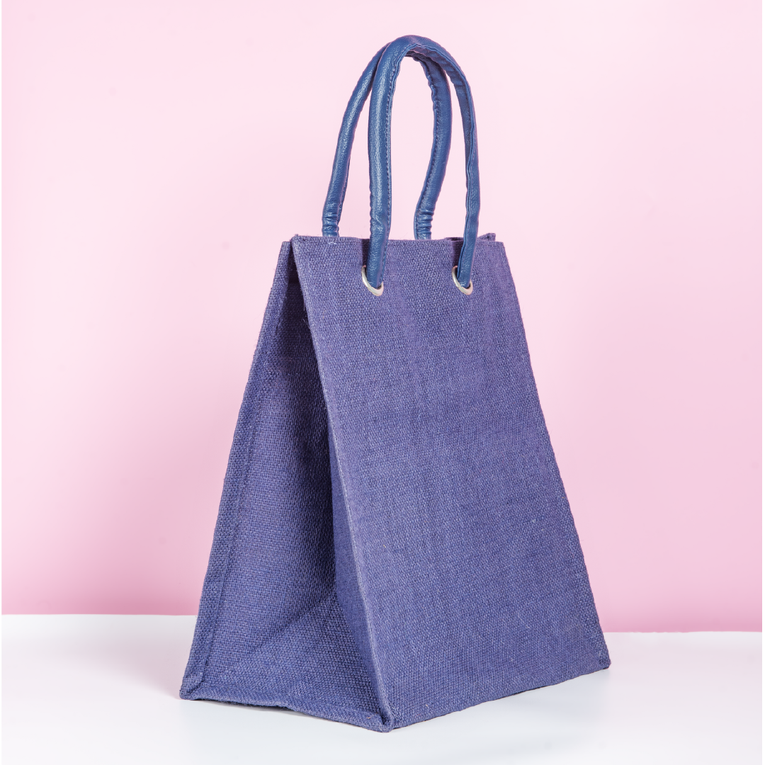 Big Eyelet Jute Lunch Bag
