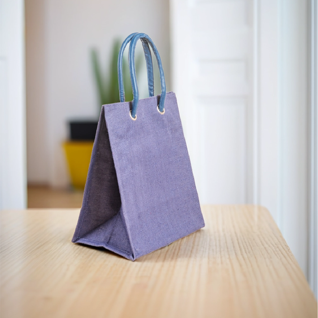 Big Eyelet Jute Lunch Bag Large