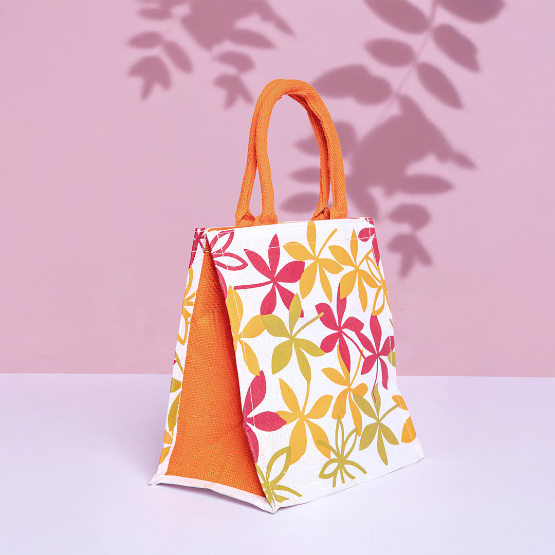 Floral Print JUCO Zipper Lunch Bag Square