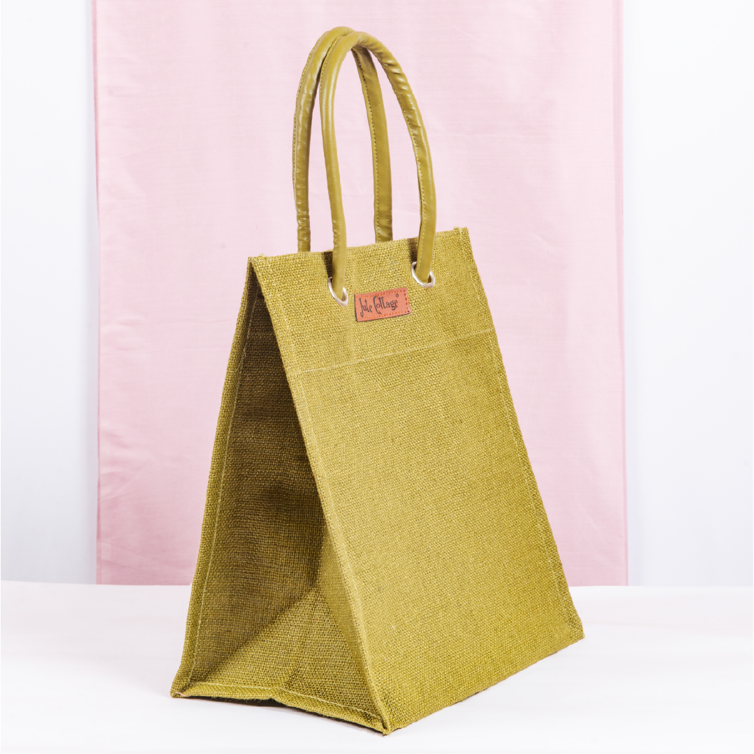 Big Eyelet Jute Lunch Bag Large