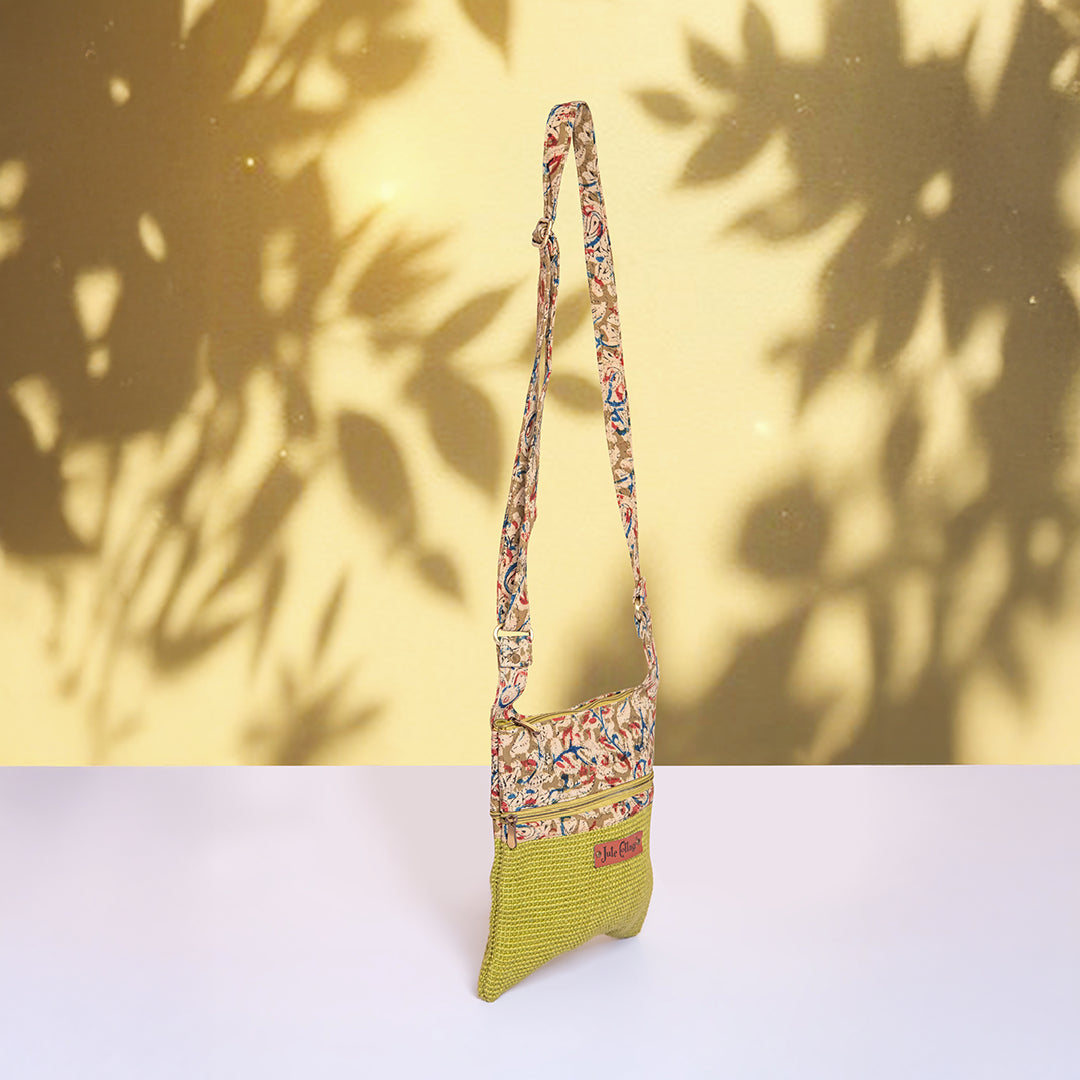Dobby Kalamkari Jute Sling Bag Medium
