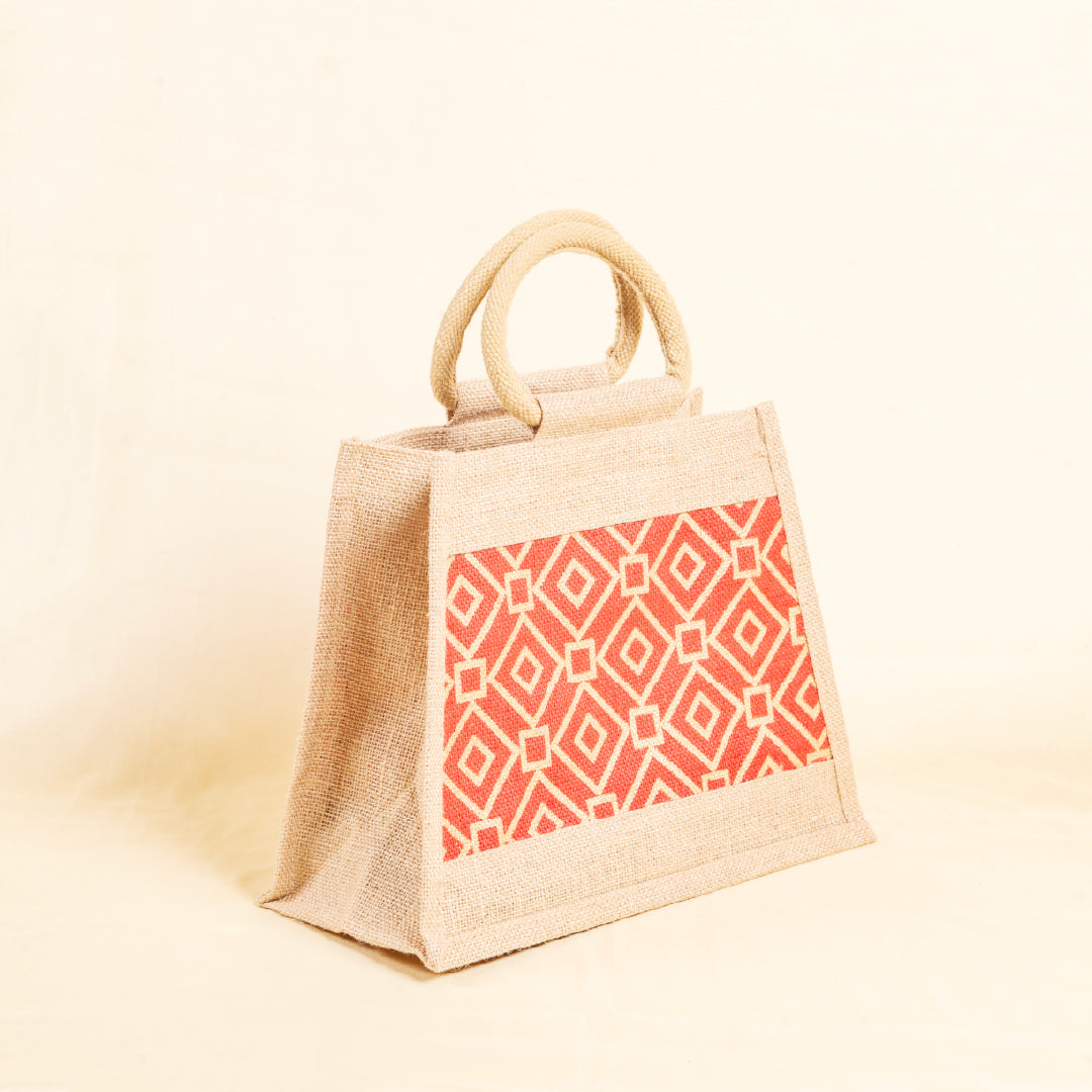 Taper Zipper Jute Lunch Bag
