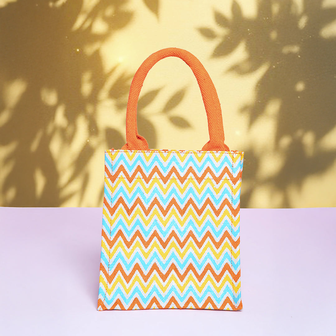 Zig Zag Multicolour Jute Lunch Bag