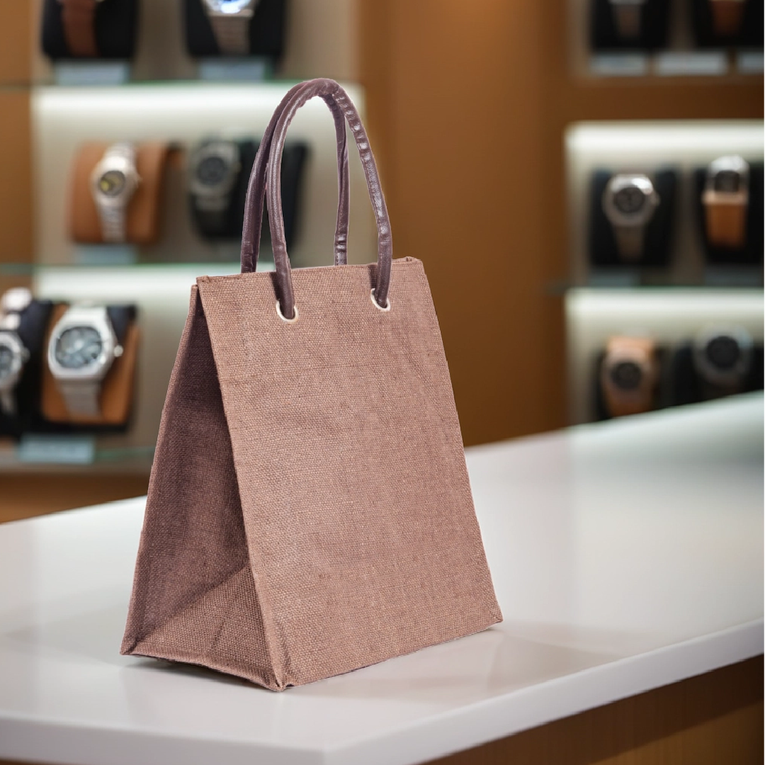 Big Eyelet Jute Lunch Bag Large