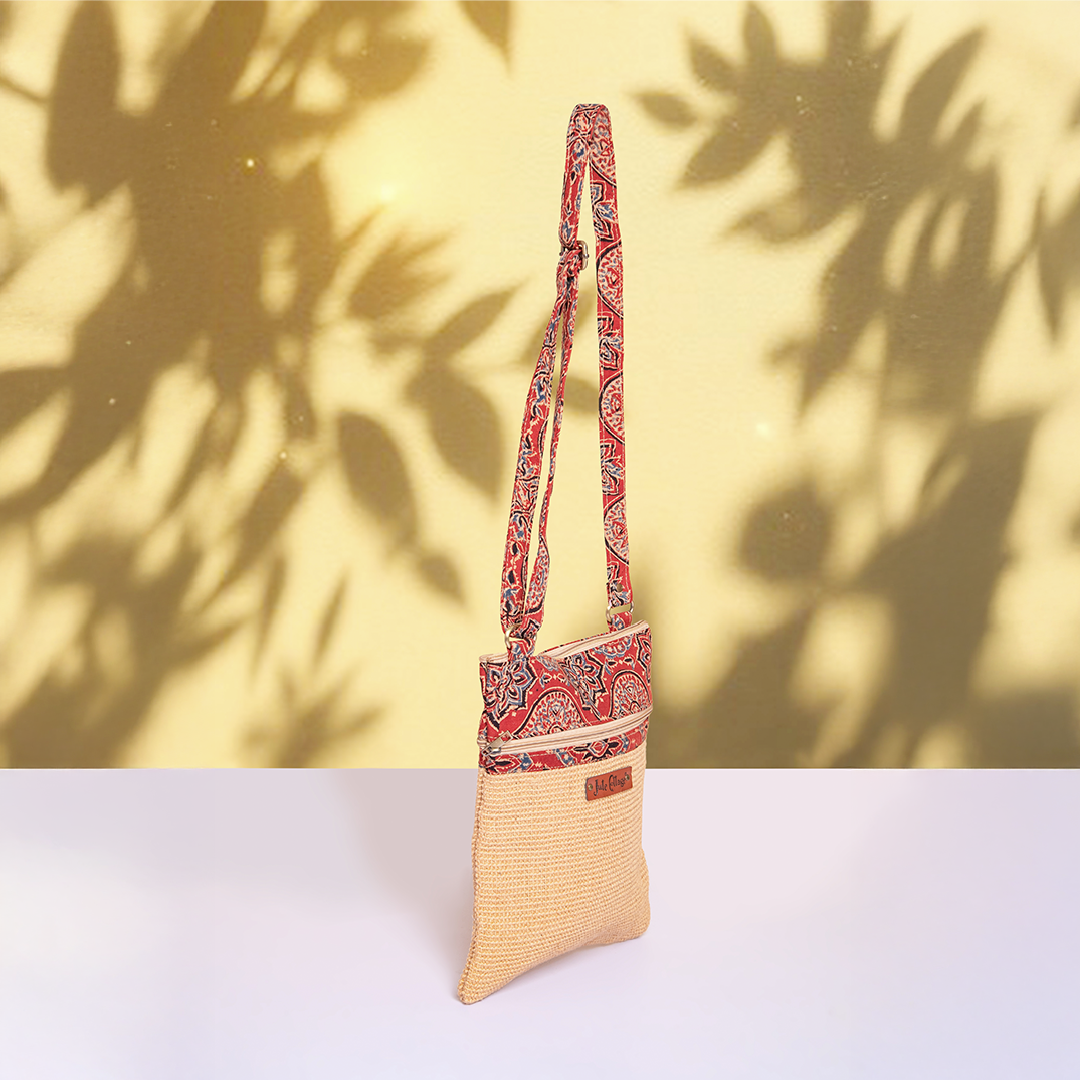 Dobby Kalamkari Jute Sling Bag Medium