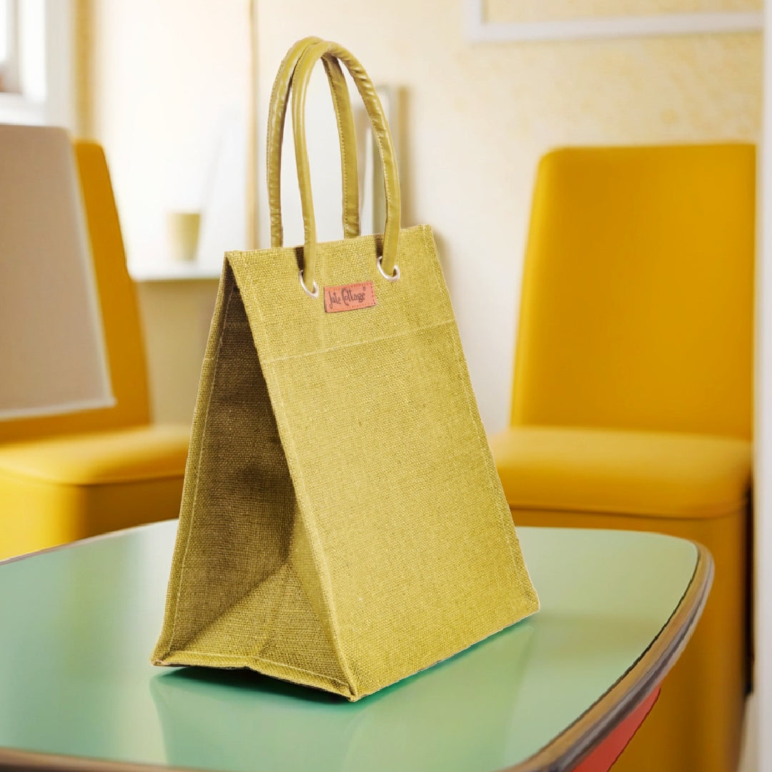 Big Eyelet Jute Lunch Bag Large