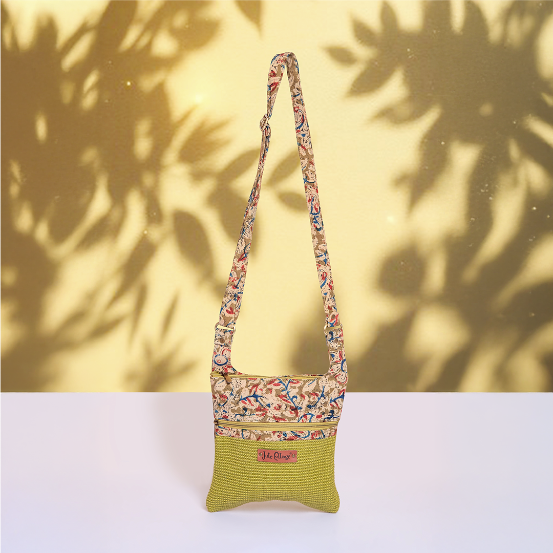 Dobby Kalamkari Jute Sling Bag Medium