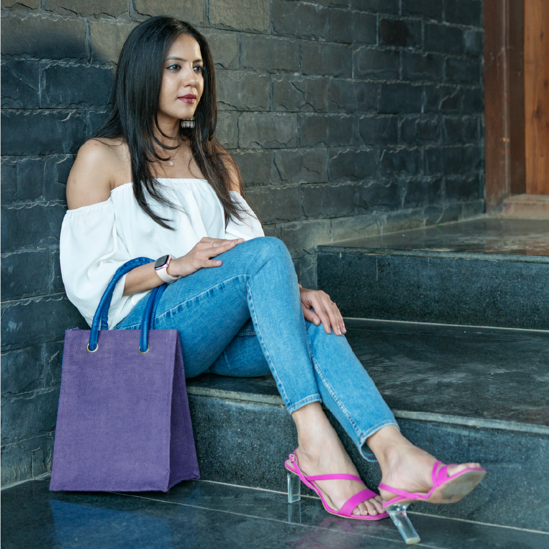 Big Eyelet Jute Lunch Bag Large