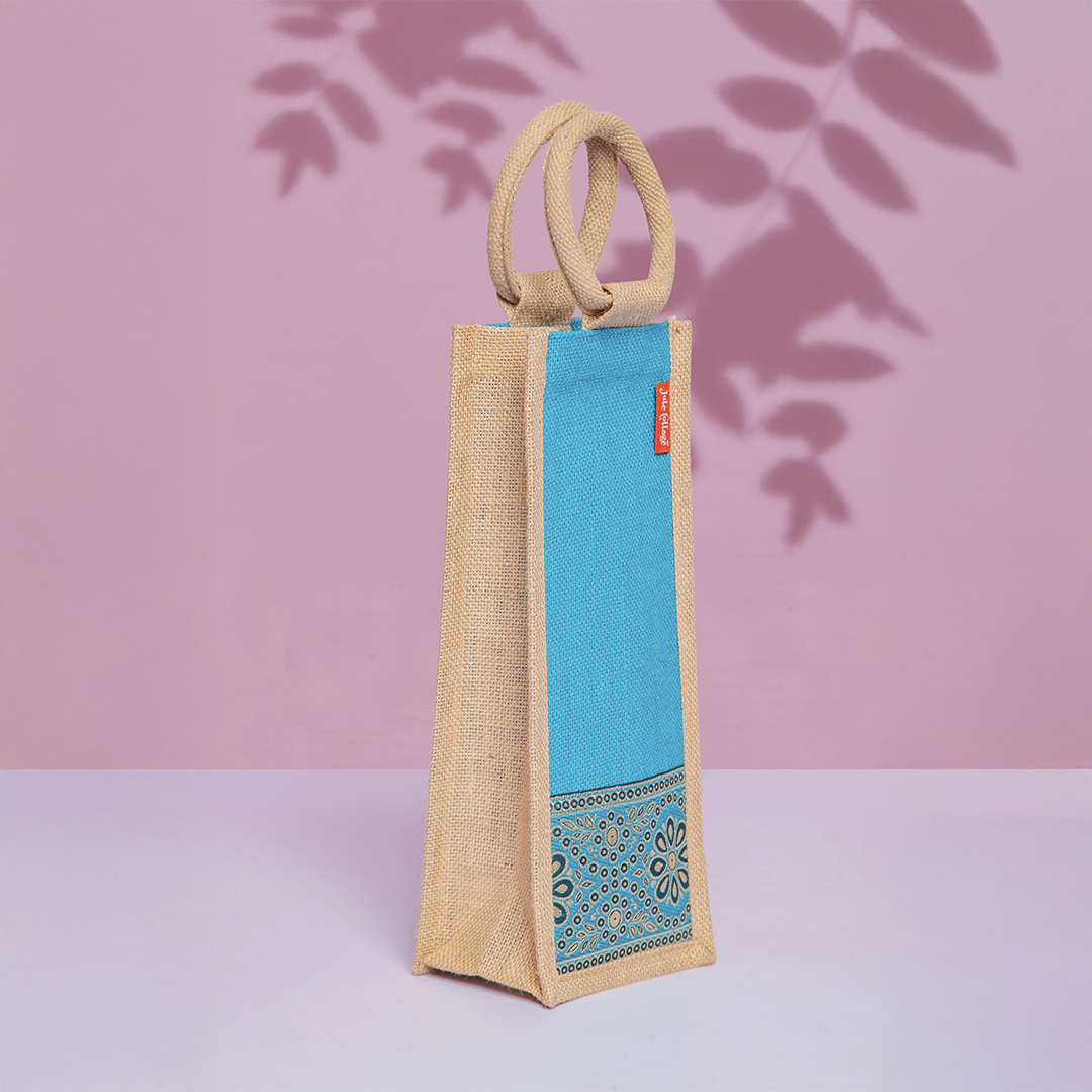 Bottom Lace Jute Bottle Bag
