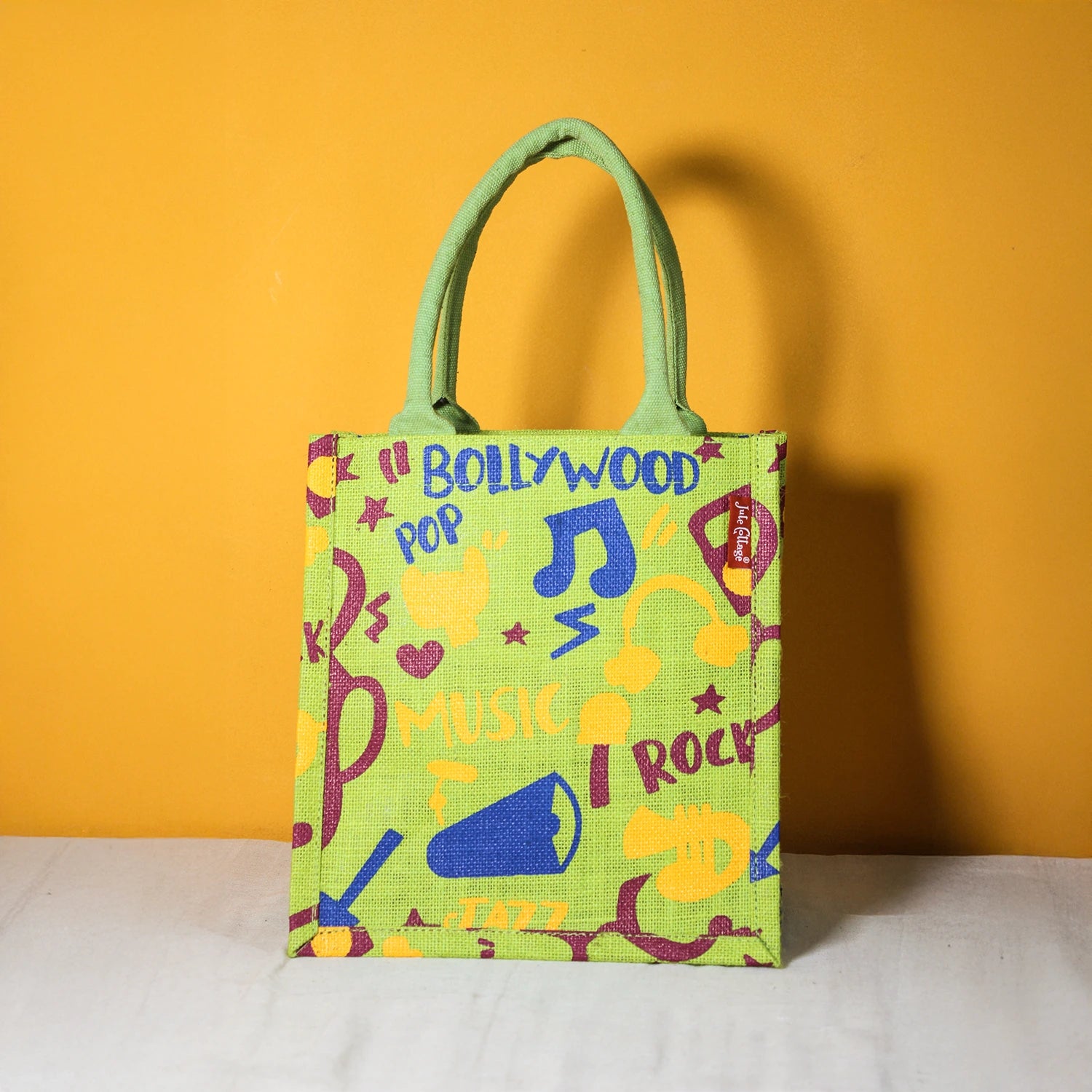 Musical Note print Jute Lunch bag