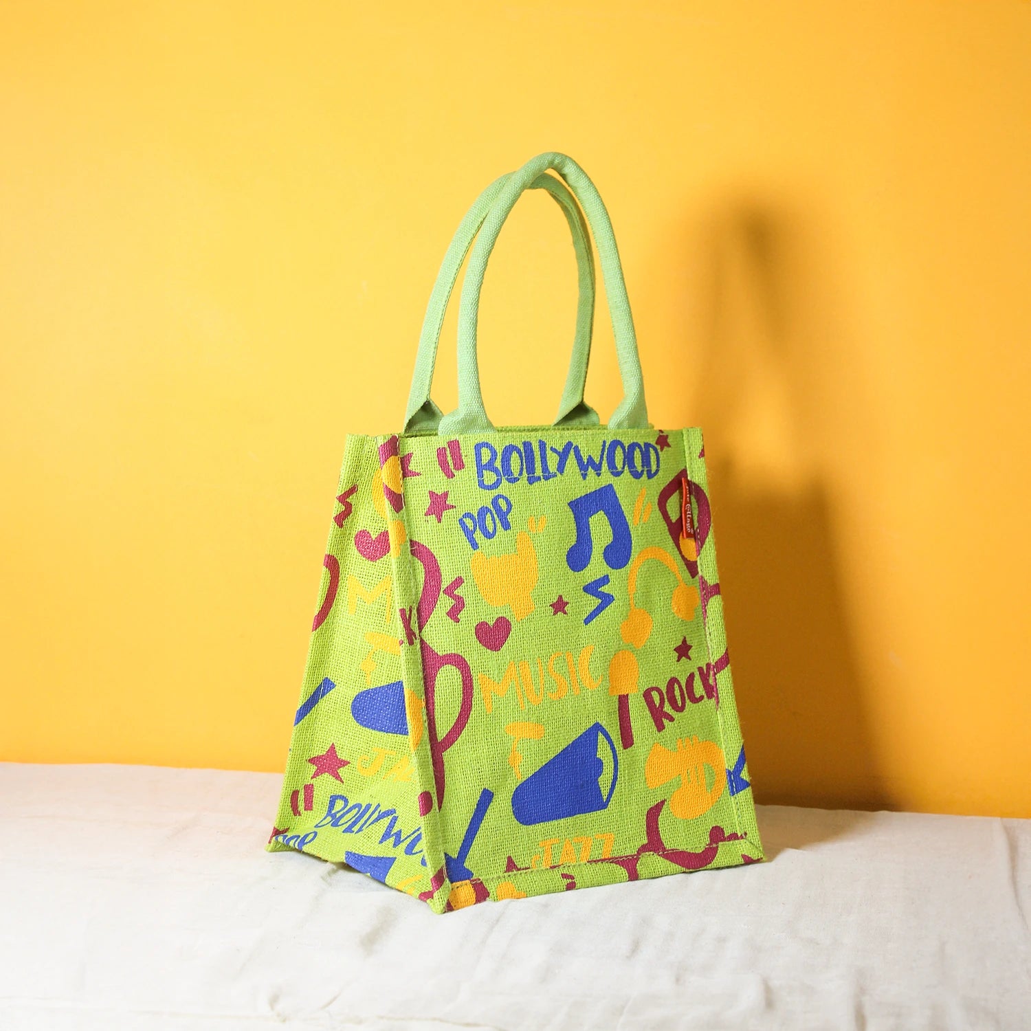 Musical Note print Jute Lunch bag
