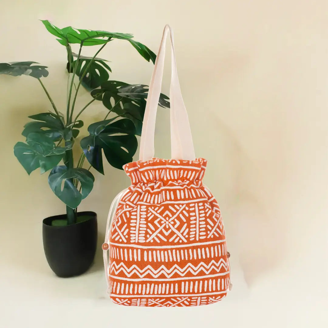 Aztec print Long potli bag