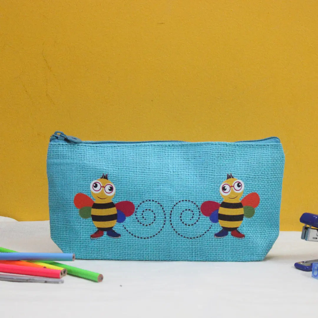 Bee Jute Pencil pouch