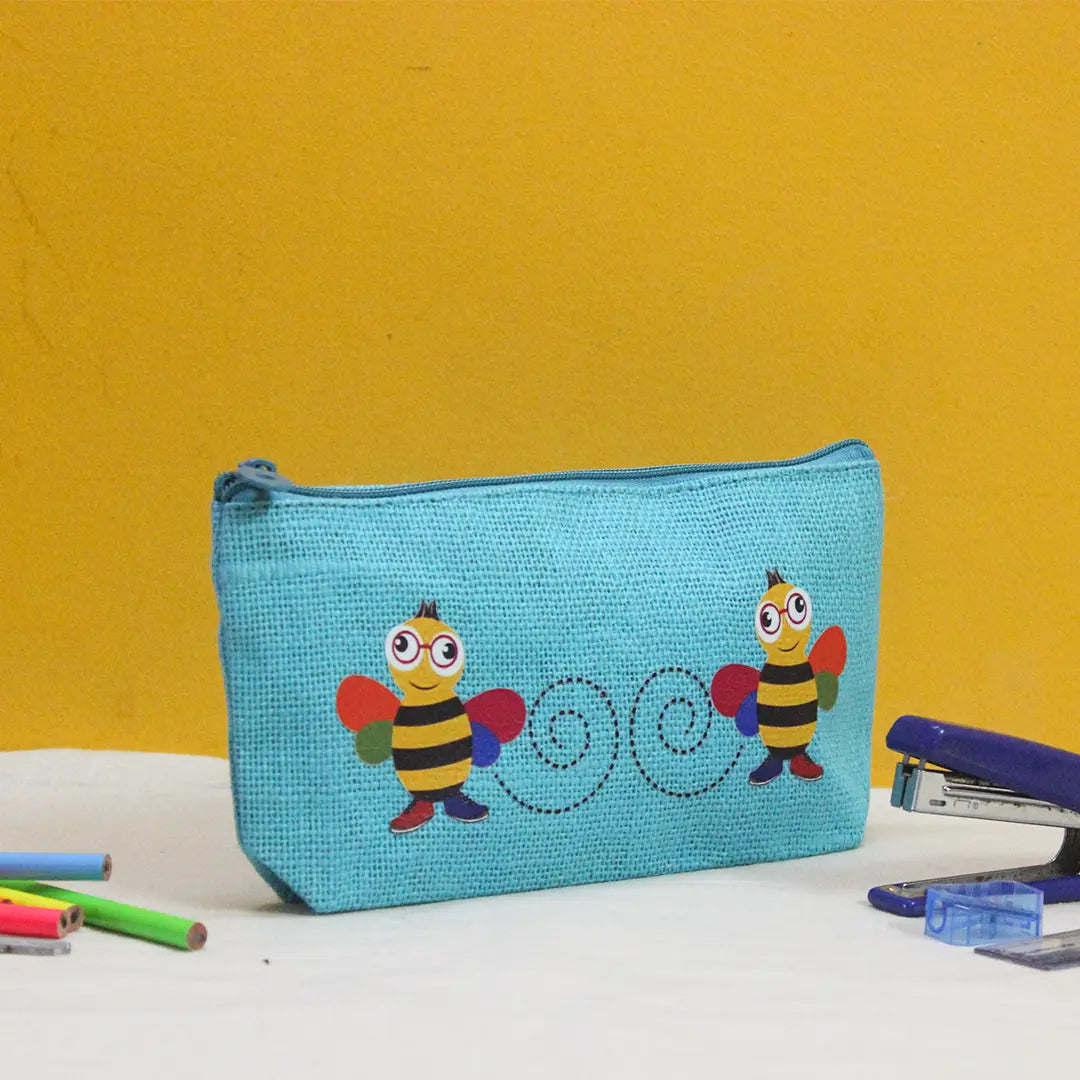 Bee Jute Pencil pouch