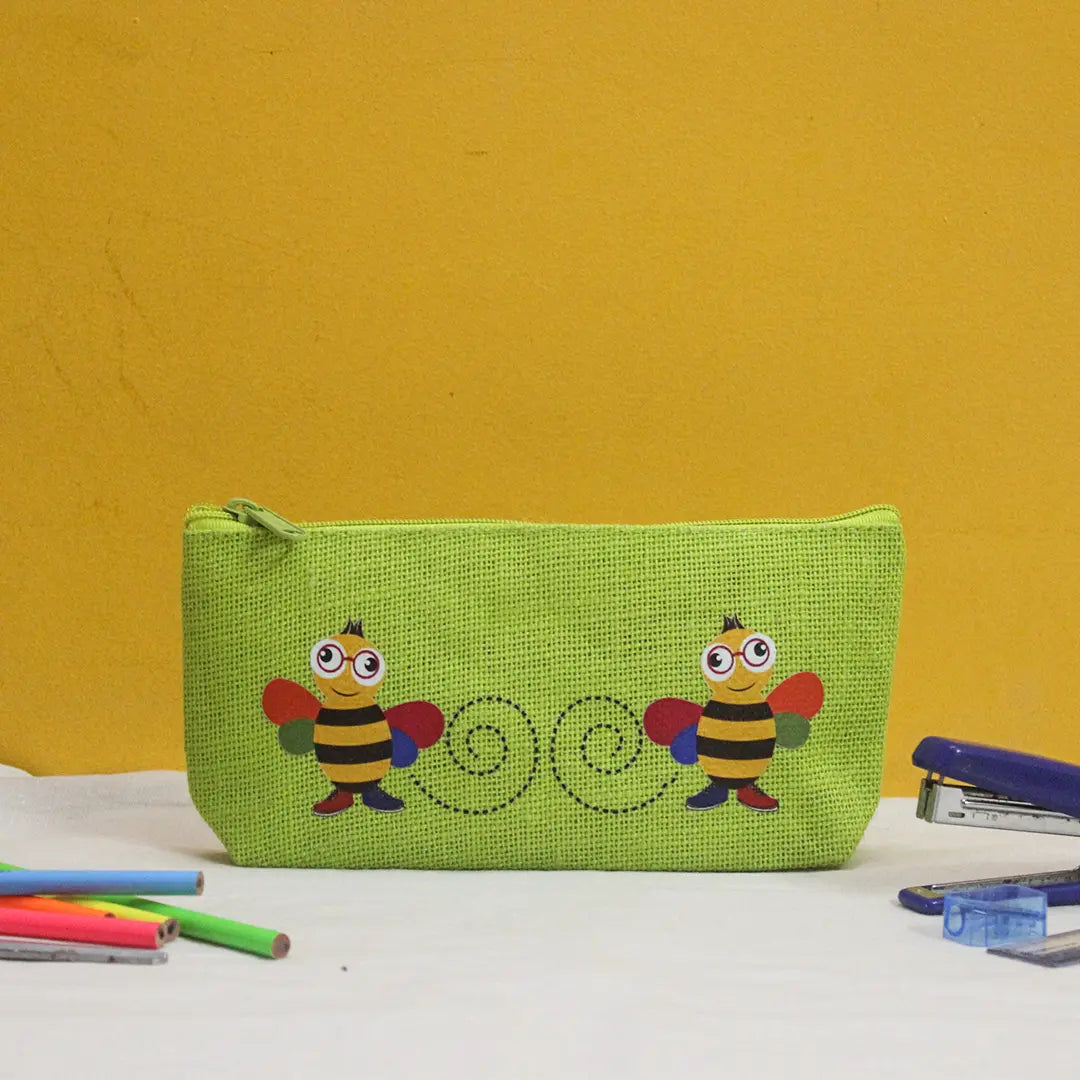 Bee Jute Pencil pouch