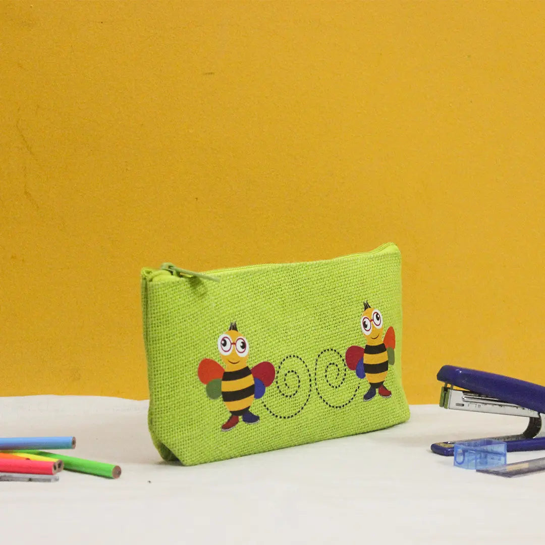 Bee Jute Pencil pouch