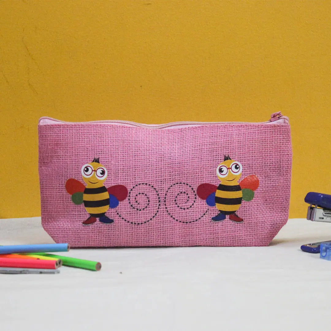 Bee Jute Pencil pouch