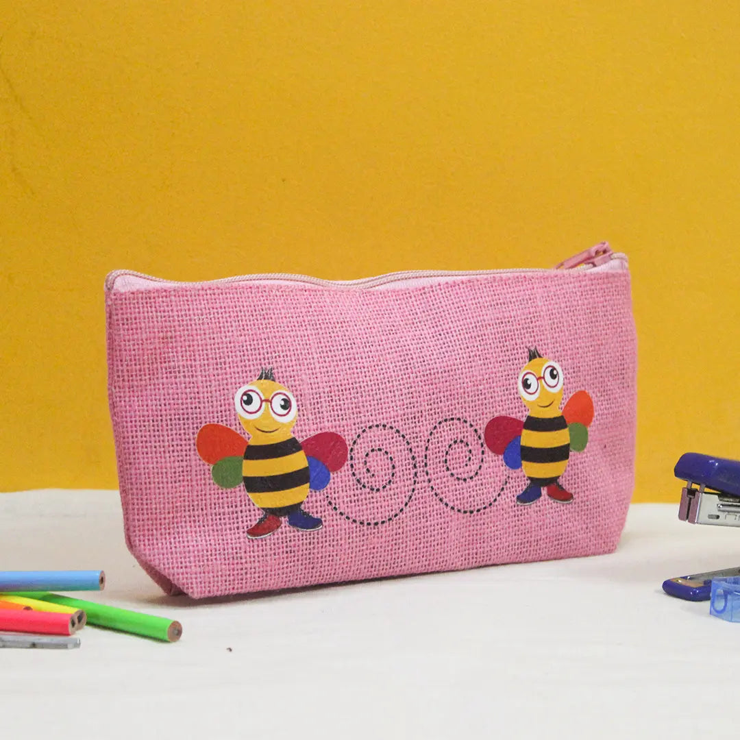 Bee Jute Pencil pouch