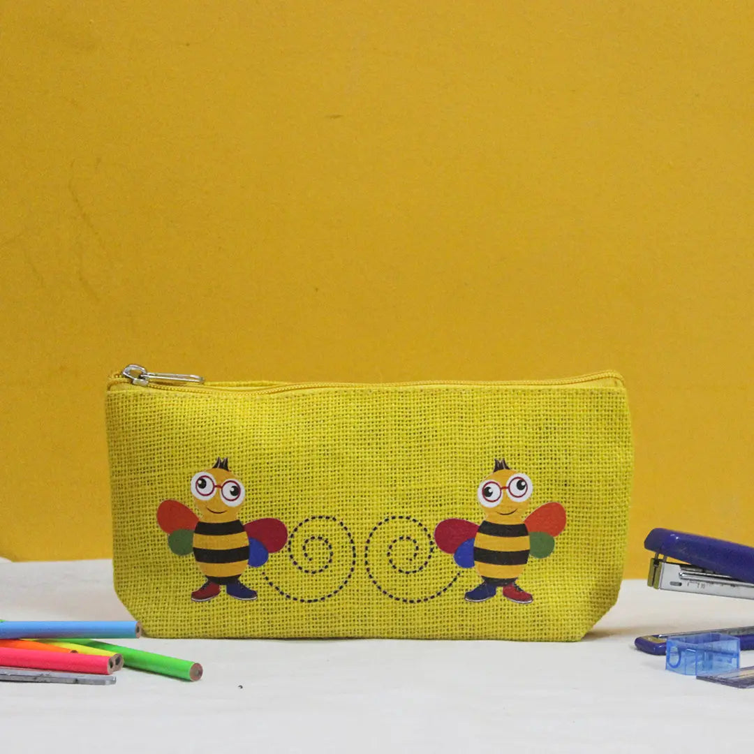 Bee Jute Pencil pouch