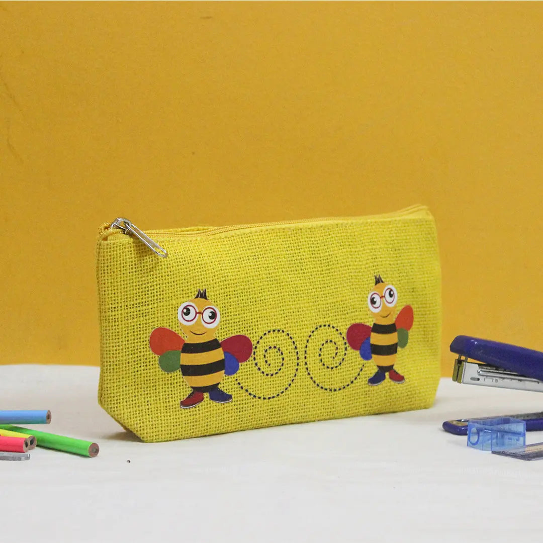 Bee Jute Pencil pouch