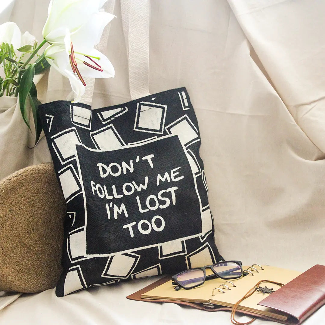 Wander Mood Jute Tote bag