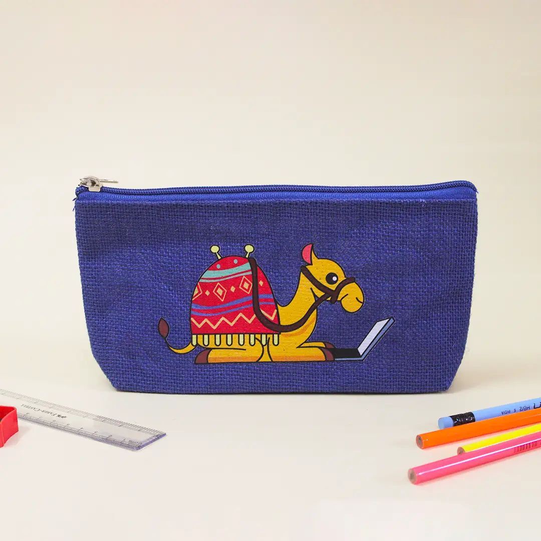 Camel Buddy Jute Pencil Pouch