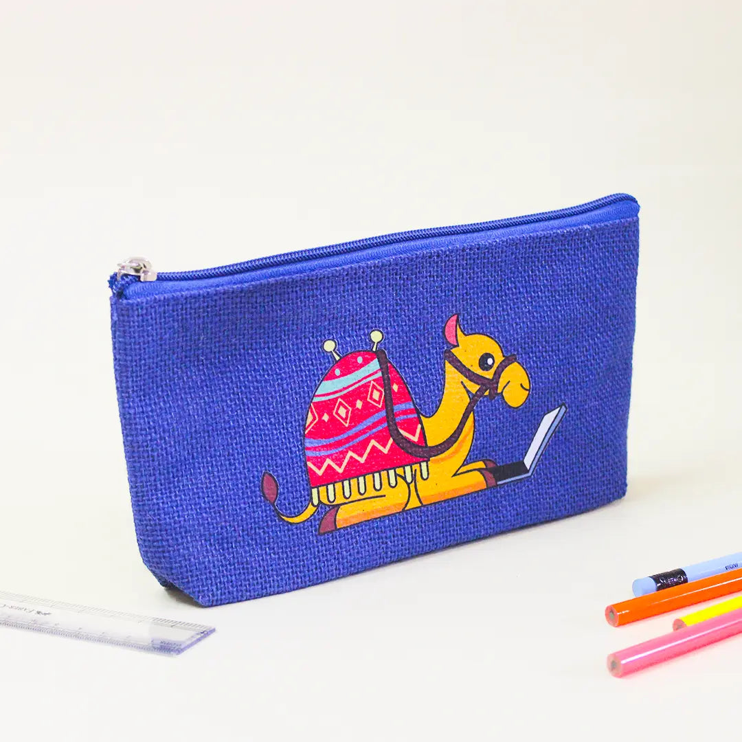 Camel Buddy Jute Pencil Pouch