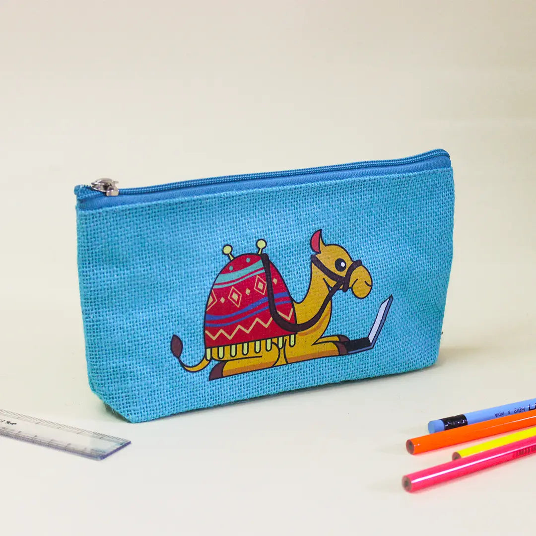 Camel Buddy Jute Pencil Pouch