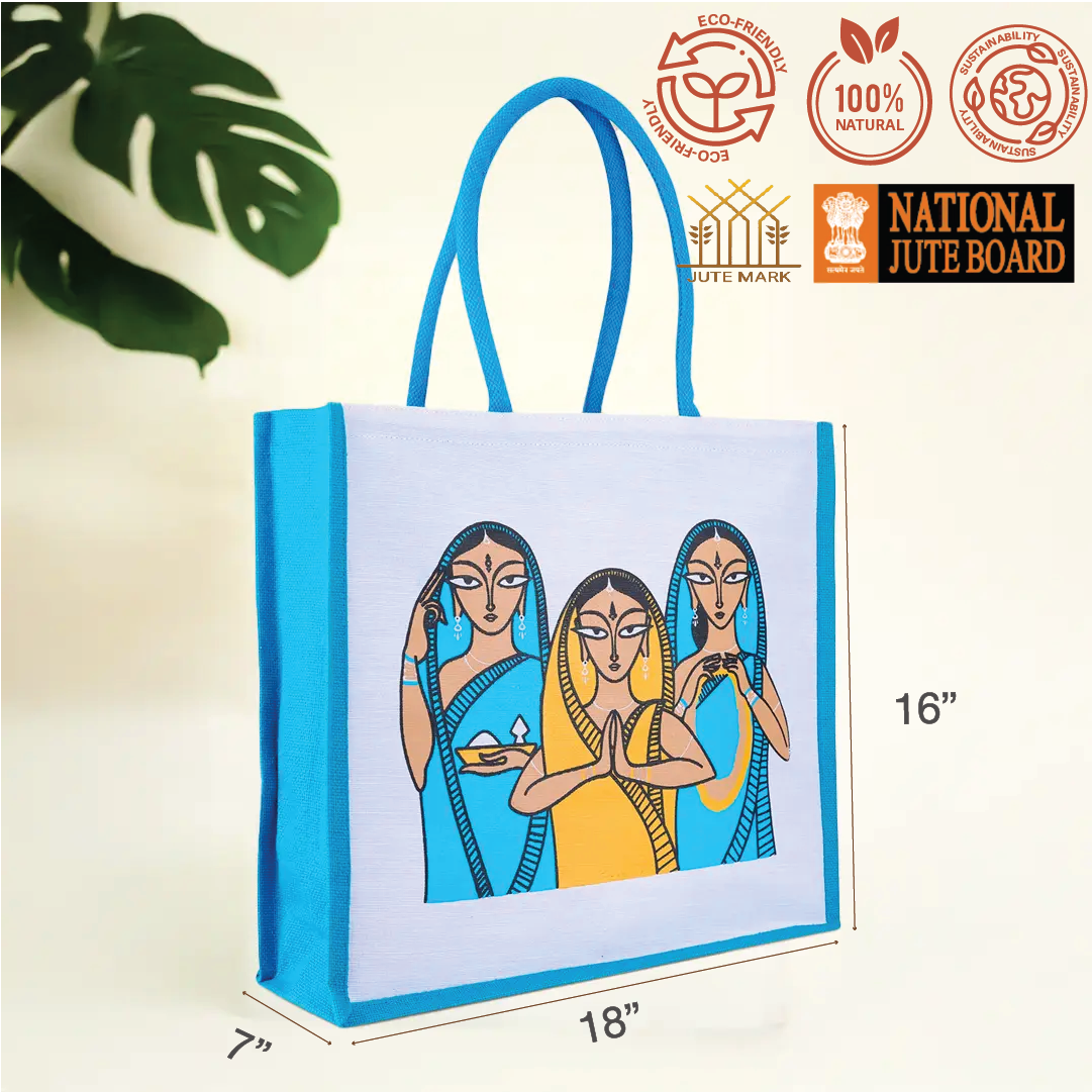 3 Woman Jute Shopping Bag