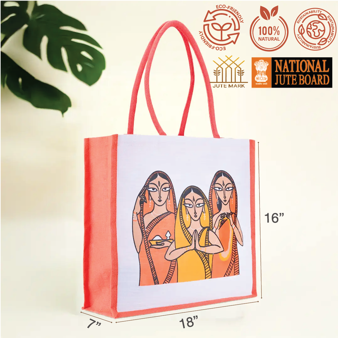 3 Woman Jute Shopping Bag