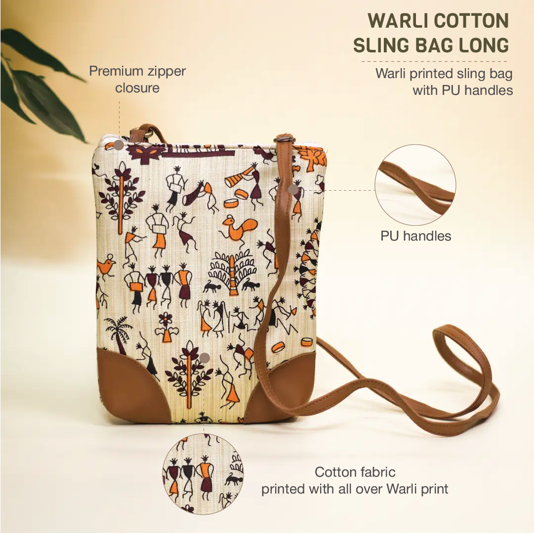 Warli Cotton sling bag Long