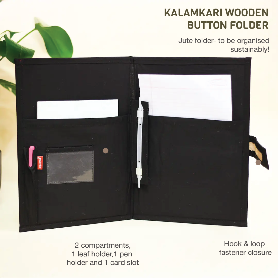 Kalamkari Wooden Button Folder