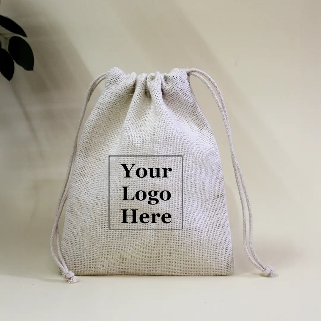 Plain White Jute Pouch (Medium)- Pack of 100