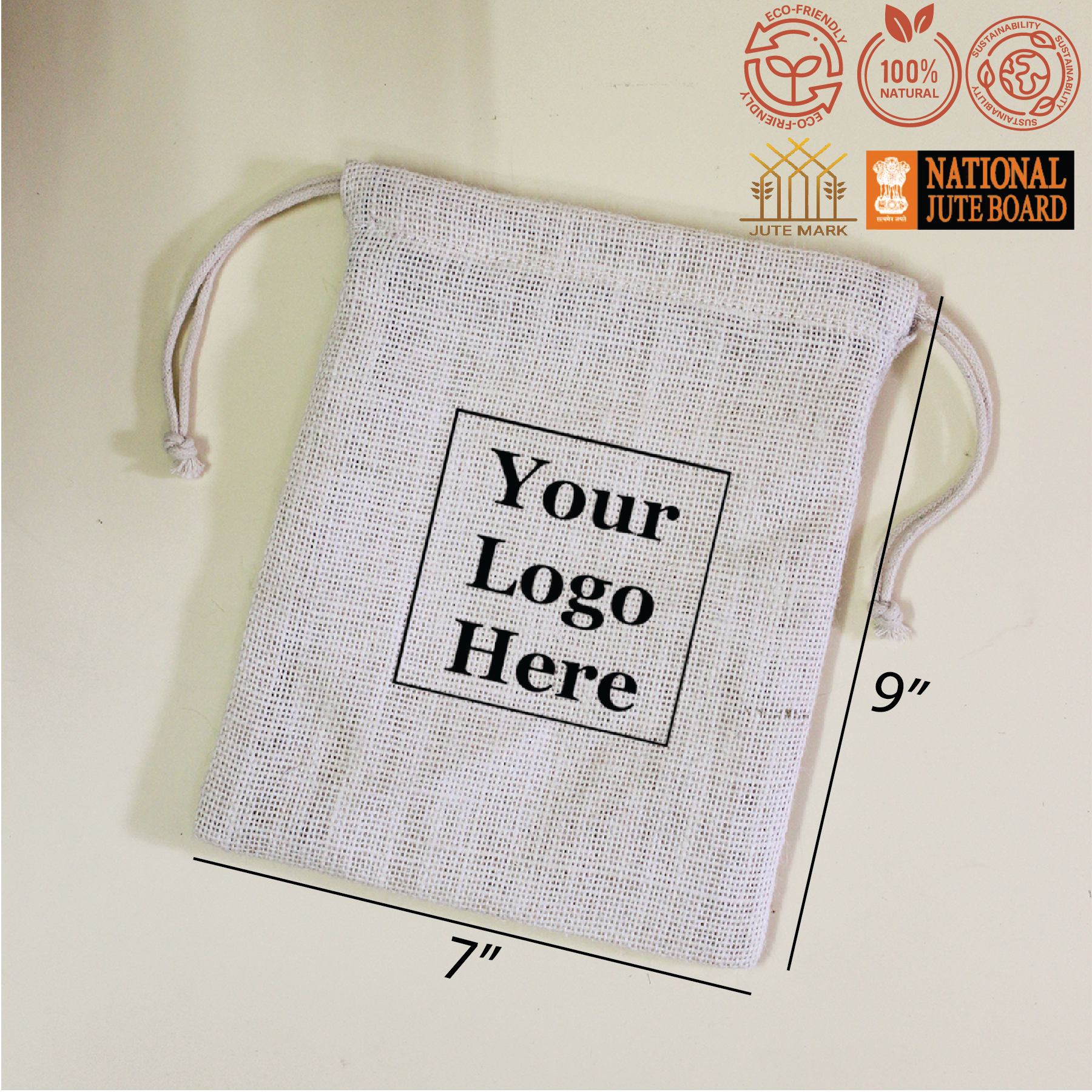 Plain White Jute Pouch (Medium)- Pack of 100
